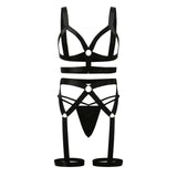 Vipkoala Sexy Lace Up Hollow Out Underwear 3PC Women Erotic Sexy Bra G String Lingerie Set Lenceria Sensual Mujer Sex Exotic Costumes