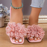 Vipkoala Women Flower Flat Slippers Casual Walking Shoes Female  Summer Fashion Dress Sandals Outdoor Pink Shallow Zapatillas Mujer