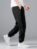 Vipkoala Men Flap Pocket Side Drawstring Waist Pants