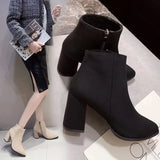 Vipkoala Women High Heels Fashion Short Boots Fashion Pointed Toe Shoes Autumn Winter New Ladies Elegant Suede Thick Heel Short Booties