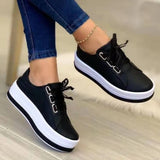 Vipkoala Women Casual Sneakers Ladies Fashion Ribbon Casual Vulcanized Shoes Lace Up Thick Sole Sneakers Women's Shoes Plus Size 35-43