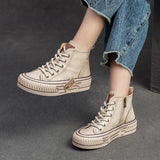 Vipkoala New Spring Genuine Leather Sneakers Women Shoes Lace-up Sewing Flat Handmade Leisure Comfortable Ladies Shoes