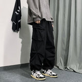 Vipkoala Spring Summer Fashion Cargo Pants Men Solid Color Elastic Waist Wide Leg Casual Men's Pants Oversize Baggy Pants For Women