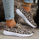 Vipkoala Women's Leopard Print Platform Sneakers Fashion Canvas Breathable Running Shoes Woman Lightweight Non Slip Casual Sports Shoes