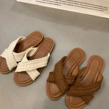 Vipkoala Summer New Crochet Lace Backless Sandals Women's National Fashion Cross-strap Sandalias Women's Casual Flat Summer Shoes