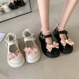 Vipkoala Spring and Autumn Fashion New Beaded Round Toe Solid Color Casual and Comfortable Women's Banquet Bow Thick-soled Shoes