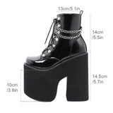 Vipkoala Nightclub Stage Ankle Booties Women Extreme Thick Platform Heel Gothic Punk Shoes Girls Sexy Chain Party Boots Chunky