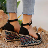 Vipkoala 2024 Summer New European and American Fashion Simple Ethnic Style Slope Heel Sandals with One Button High Heel Women's Shoes