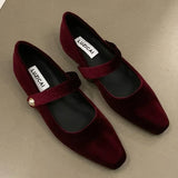 Vipkoala Suede Flats Loafers Women Marie Janes Spring Shoes 2024 Square Toe Ballet Dance Shoes Fashion Luxury Dress Zapatillas De Mujer