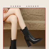 Vipkoala Square Head High Heel Boots Women 2024 New Thick Heel Back Zipper All Fashion Waterproof Platform Ankle Boots