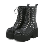 Vipkoala Handmade Women Motorcycle Punk Boots Mori Girl Lady Lolita Boots Woman High Top Boots Platform Fahion Rivets Goth Dark