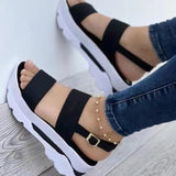 Vipkoala Women's Sandals Platform Sandals Plus Size Ankle Strap Sandals Outdoor Daily Beach Solid Color Solid Colored Summer Buckle Platform Wedge Heel Open Toe Casual Minimalism Walking PU Leather Faux