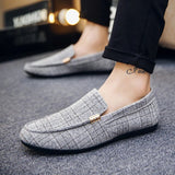 Vipkoala Men Shoes Fashion Loafers Breathable Canvas Sneakers Men Slip-On Casual Shoes Soft Comfortable Non-slip Driving Flats Black Gray