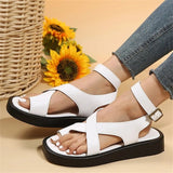 Vipkoala Women's Sandals Flat Sandals Platform Sandals Outdoor Beach Solid Color Summer Flat Heel Casual Comfort Minimalism PU Buckle