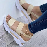 Vipkoala Women's Sandals Platform Sandals Plus Size Ankle Strap Sandals Outdoor Daily Beach Solid Color Solid Colored Summer Buckle Platform Wedge Heel Open Toe Casual Minimalism Walking PU Leather Faux