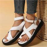 Vipkoala Women's Sandals Flat Sandals Platform Sandals Outdoor Beach Solid Color Summer Flat Heel Casual Comfort Minimalism PU Buckle