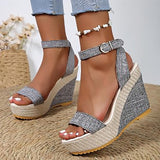 Vipkoala Women's Sandals Wedge Sandals Vacation Beach Wedge Elegant Fashion PU Buckle