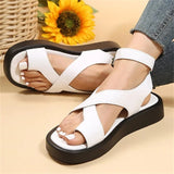 Vipkoala Women's Sandals Flat Sandals Platform Sandals Outdoor Beach Solid Color Summer Flat Heel Casual Comfort Minimalism PU Buckle