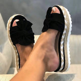 Vipkoala Women's Sandals Slippers Boho Bohemia Beach Espadrilles Platform Sandals Outdoor Daily Beach Solid Color Bowknot Platform Flat Heel Open Toe Casual Minimalism Canvas Loafer