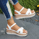 Vipkoala Women's Wedge Sandals Platform Sandals Daily Hidden Heel Open Toe Casual Faux Leather Ankle Strap White Gold Brown