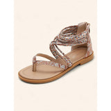 Vipkoala Women's Boho Shimmering Multi-Strap Flat Sandals - Perfect for Beach and Casual Wear