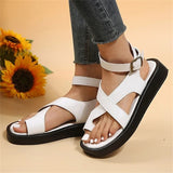 Vipkoala Women's Sandals Flat Sandals Platform Sandals Outdoor Beach Solid Color Summer Flat Heel Casual Comfort Minimalism PU Buckle