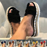 Women's Sandals Slippers Boho Bohemia Beach Espadrilles Platform Sandals Outdoor Daily Beach Solid Color Bowknot Platform Flat Heel Open Toe Casual Minimalism Canvas Loafer