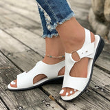 Women's Flat Sandals Beach Sandals Casual Comfortable Peep Toe Ankle Strap Sandals White Black