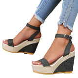 Vipkoala Women's Sandals Wedge Sandals Vacation Beach Wedge Elegant Fashion PU Buckle