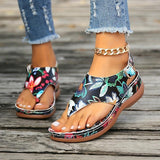 Vipkoala Women's Flat Sandals Colorful Print Thong Sandals Summer Clip Toe Buckle Strap Floral Casual Soft Sole Outdoor Beach Sandals