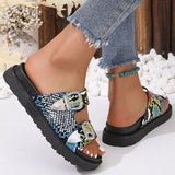 Vipkoala Women's Sandals Slippers Wedge Sandals Flat Sandals Platform Sandals Daily Leopard Snake Summer Rivet Flat Heel Open Toe Punk Fashion Casual PU Loafer Buckle Leopard Print Snake pattern Black