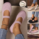 Women's Flats Mary Jane Plus Size Flyknit Shoes Daily Solid Color Flat Heel Round Toe Closed Toe Classic Comfort Tissage Volant Loafer Elastic Band Black White Pink