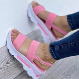 Vipkoala Women's Sandals Platform Sandals Plus Size Ankle Strap Sandals Outdoor Daily Beach Solid Color Solid Colored Summer Buckle Platform Wedge Heel Open Toe Casual Minimalism Walking PU Leather Faux