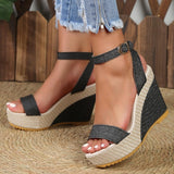 Women's Sandals Wedge Sandals Vacation Beach Wedge Elegant Fashion PU Buckle