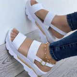 Vipkoala Women's Sandals Platform Sandals Plus Size Ankle Strap Sandals Outdoor Daily Beach Solid Color Solid Colored Summer Buckle Platform Wedge Heel Open Toe Casual Minimalism Walking PU Leather Faux