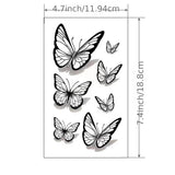 1 Sheet 3D Butterfly Tattoo Sticker , Waterproof Long Lasting Temporary Tattoo, Black Arm Body Realistic Fake Tattoo