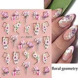 Flower Nail Art Stickers 5D Embossed Nail Decals Spring Flower Nail Stickers Self-Adhesive Design Nail Art Supplies Nail Accessories For Women Nail Decoration, 3 Sheets