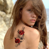 2 Rose Patterned Tattoo Stickers Waterproof And Sweat Resistant Long Lasting Semi Permanent