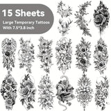 400+ Stylish Styles (64 Sheets) Realistic Temporary Tattoos For Women, Long Lasting Semi Permanent Tattoo, Waterproof Large Flowers Rose Hand Tattoos Stickers And Fake Tattoos For Adults Girls