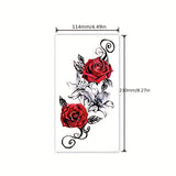 2 Rose Patterned Tattoo Stickers Waterproof And Sweat Resistant Long Lasting Semi Permanent