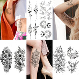 400+ Stylish Styles (64 Sheets) Realistic Temporary Tattoos For Women, Long Lasting Semi Permanent Tattoo, Waterproof Large Flowers Rose Hand Tattoos Stickers And Fake Tattoos For Adults Girls