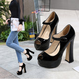 Vipkoala New Autumn Women Shoes Elegant Open Toe Pumps High Heels Platform Shoes Woman for Party Wedding Big Size 44 45 46