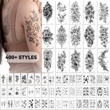 400+ Stylish Styles (64 Sheets) Realistic Temporary Tattoos For Women, Long Lasting Semi Permanent Tattoo, Waterproof Large Flowers Rose Hand Tattoos Stickers And Fake Tattoos For Adults Girls