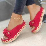 Vipkoala Summer Ladies Sandals Solod Color Bow-Knot Casual Women Slippers Platform Female Slides Slip-On Outdoor New Female Footwear