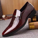 Vipkoala Men Formal Shoes  Leather  PU Patent  Solid Color Waterproof and Non Slip Large Size  Casual