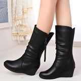 Vipkoala HOT Autumn New Fashion Boots Wedges Round Head Boots Large Size European And American Women's Shoes Winter Fringe  ghj890