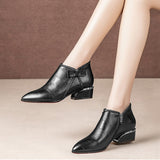 Vipkoala Ankle Boots Women Platform Lace Up Buckle Shoes Thick Heel Pointed Winter Warm Short Boot Casual Gingham Boot Plus Size 42
