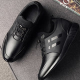 Vipkoala Mens Casual Shoes PU Leather Lace Up Height Increase 6cm 8cm Male Sneakers Solid Color Breathable Business Mens Vulcanize Shoes