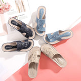 Vipkoala Summer Shoes Women Flip Flops Slippers Fashion Women Wedges Shoes Summer Beach Slippers Plus Size 42 Black Blue