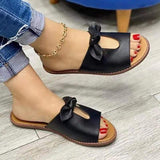 Vipkoala New Summer New Women Leisure Fashion Bow Flat Sandals Sandals Comfortable Soft Bottom Women's Breathable Beach Sandals